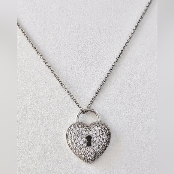 Heart Lock Necklace, 925 Sterling Silver Charmed Aroma - Picture 2 of 2